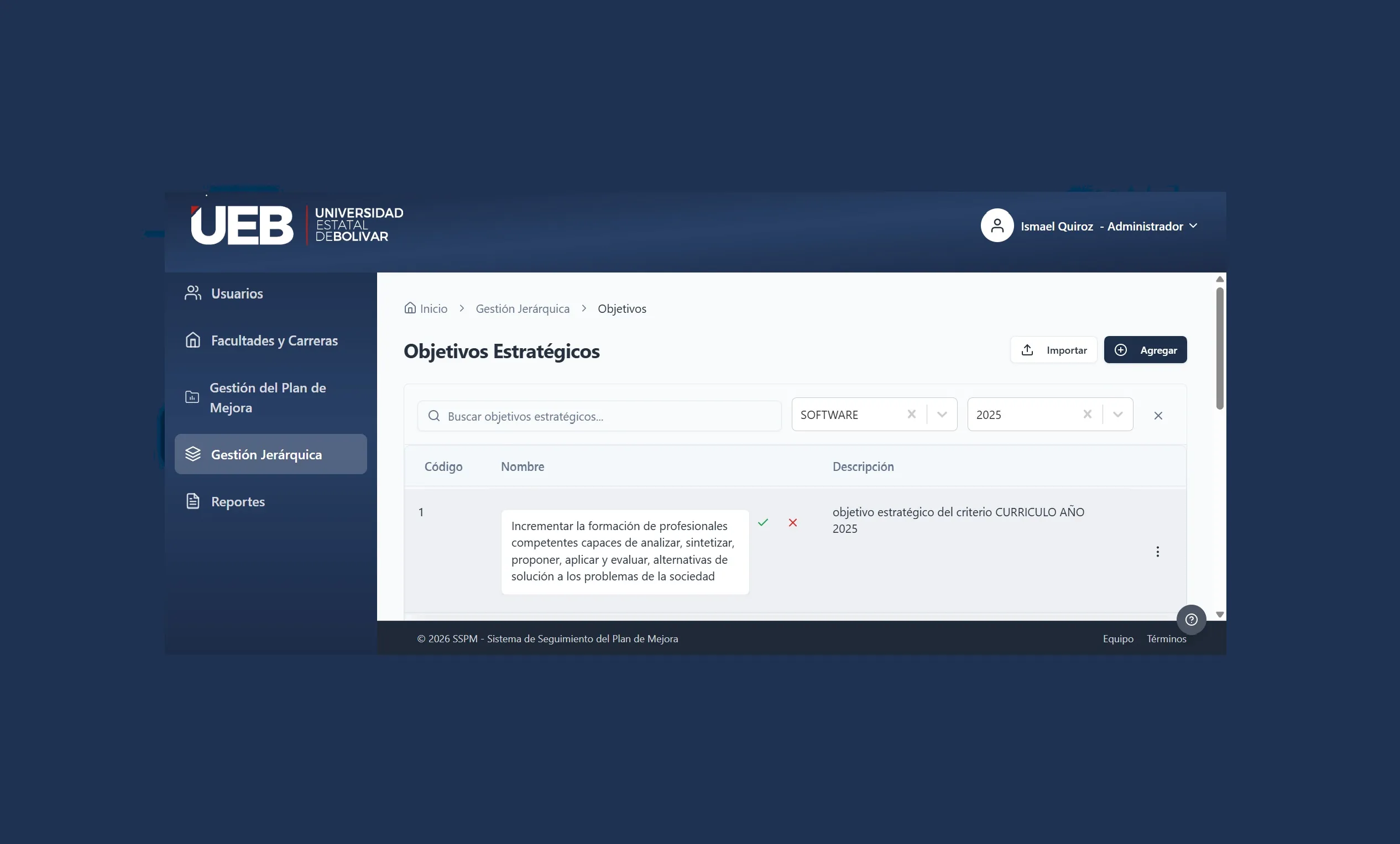 SSPM - Sistema de Seguimiento al Plan de Mejora